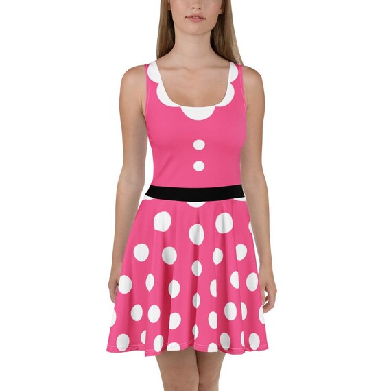 Minnie Mouse pink womens Disney dress costume classic magenta polka dot cosplay run Disney bounding Minnie Mouse pink womens Disney dress costume classic magenta polka dot cosplay run Disney bounding