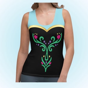 Womens Disney Anna Tank Top Frozen running shirt costume cosplay outfit adult