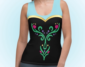 Womens Disney Anna Tank Top Frozen running shirt costume cosplay outfit adult