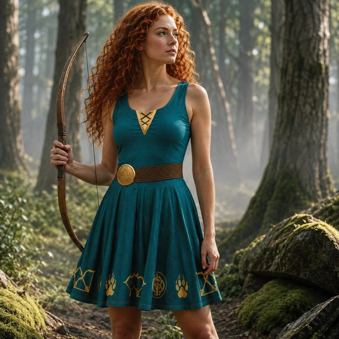 is merida's dress blue or green Merida Womens Disney Princess Brave Cosplay Disney Bounding Costume Run Disney Outfit tables upto 50