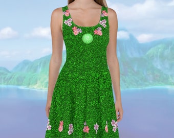 Te Fiti Womens Disney Dress Moana Cosplay Disney Bounding running dress Tefiti