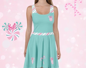 Disney Christmas dress womens Holiday Minnie Mouse peppermint pink and turquoise costume run Disney Disney Christmas dress womens Holiday Minnie Mouse peppermint pink and turquoise costume run Disney