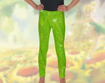 Kid's Fairy Leggings Disney Tinkerbell costume pants child cosplay leaves - Main Image