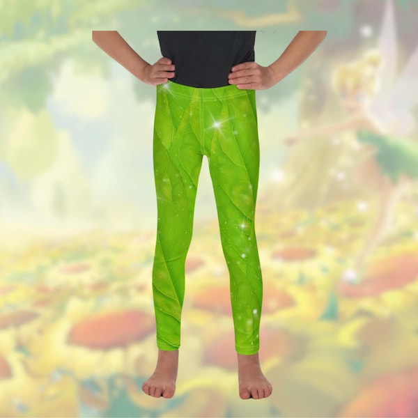 Kid's Fairy Leggings Disney Tinkerbell costume pants child cosplay leaves