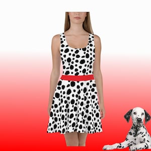 Women&#39;s Disney Dalmatian dress 101 Dalmatians Cruella De Vil Dog print
