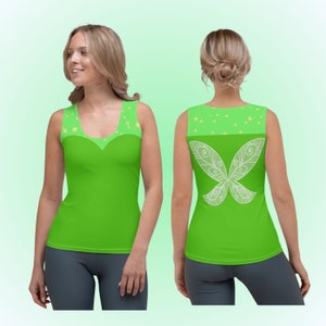 Womens Disney Tinkerbell Tank Top tshirt running costume activewear Fairy Adult