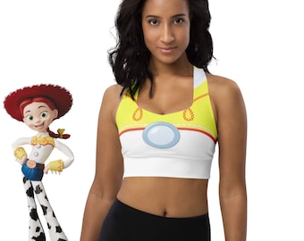 Haut soutien-gorge de sport Disney pour femme Jessie Toy Story Activewear Déguisement de course de cow-girl Tenue Disney