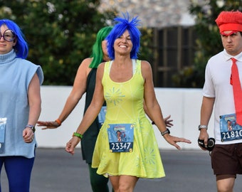 Womens Disney Joy Dress Inside Out Costume adult running dress skirt Cosplay Disney Bounding outfit