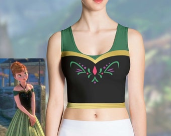 レディース ディズニー アナ クロップトップ アナと雪の女王 戴冠式 コスチューム ランニングシャツ ラン ディズニープリンセス コスプレ