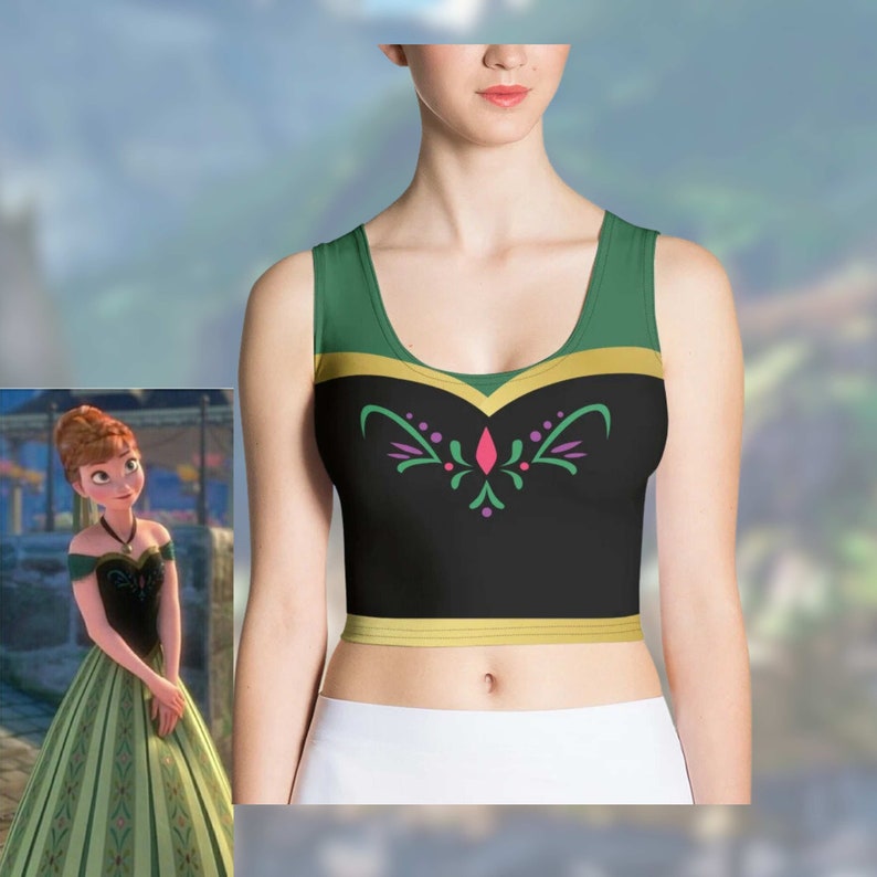 レディース ディズニー アナ クロップトップ アナと雪の女王 戴冠式 コスチューム ランニングシャツ ラン ディズニープリンセス コスプレ 画像 1