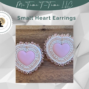 Beaded Heart Earrings, Pink, matte Cabochon, Indigenous Jewelry, Indigenous Made, Indigenous Earrings, Ready to Ship.