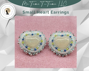 Orecchini a forma di cuore con perline, cabochon in argilla opale, gioielli indigeni