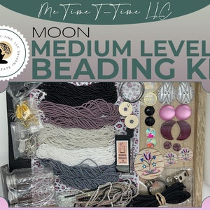 Medium Level Bead Box Kit, Moon Option, Lanyard Kit, Beaded Earrings, All-in-One Beginner Beading Kit, Size 11 Seed Beads, Bead Supplies