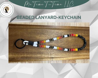 Perlen Armband Schlüsselanhänger Lanyard: Feuerfarben