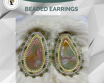 Translucent Clay Slab Beaded Earrings, Drops, Indigenous Style