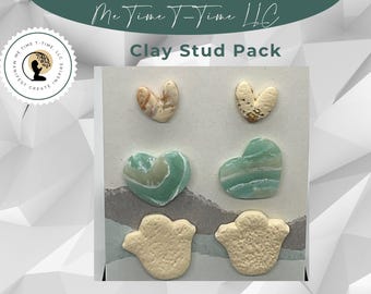 Marmor Polymer Clay Ohrstecker: Tulpe, Herz, 18K Vergoldet