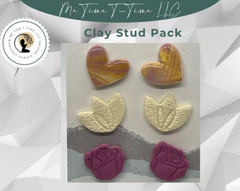 Handgemachte Ohrstecker aus Polymer Clay: Herz, Tulpe, Rose - Antiallergisch