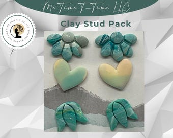 Teal Polymer Clay Ohrstecker: Handgemachte Herz Ohrringe