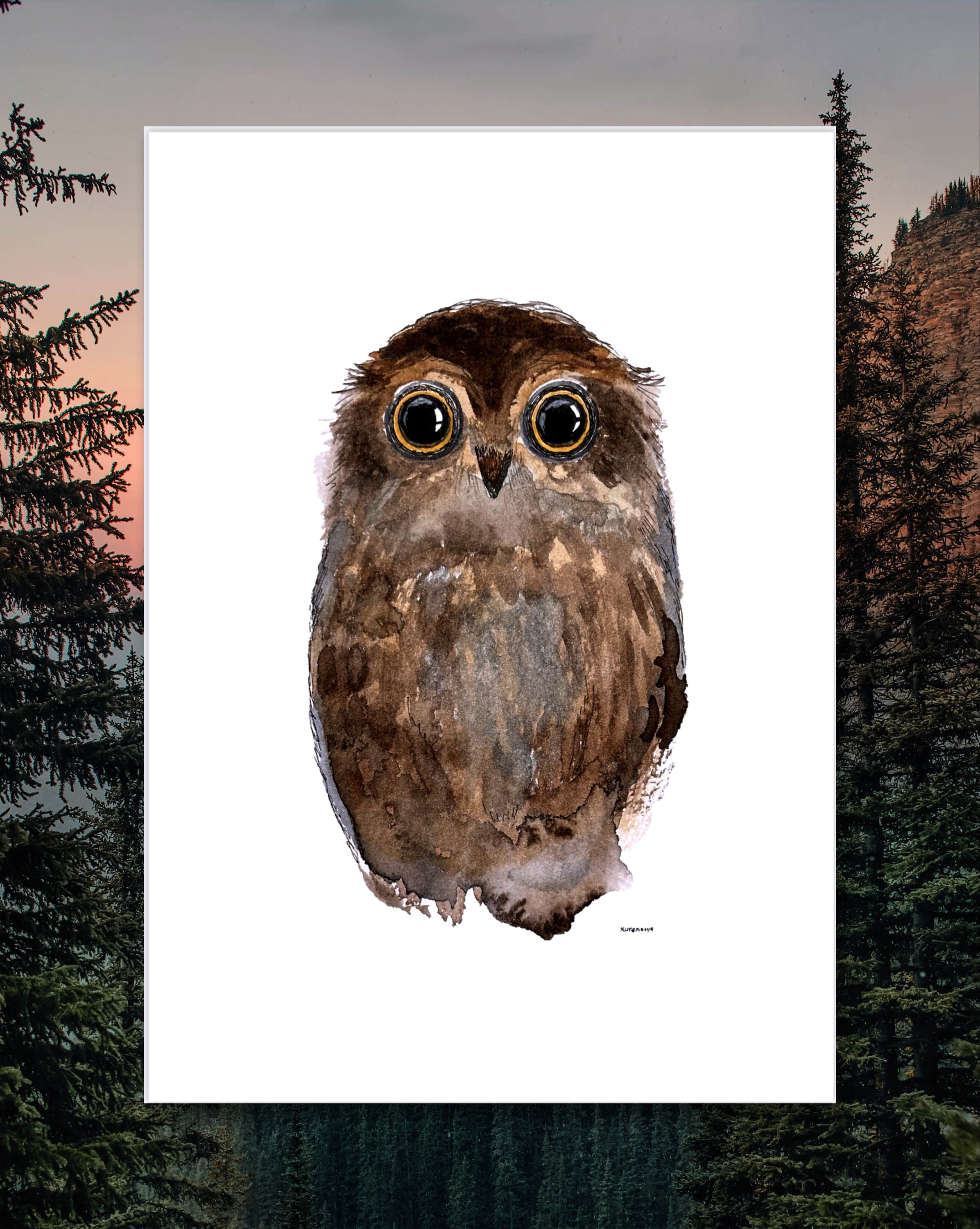Owl Watercolor || Digital Download || PDF