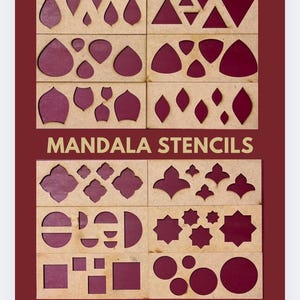Mandala art stencils,12 shapes,different sizes ,mandala tools,Dot art stencils,Mandala art supplies,shape stencils for  drawing,MDF stencils