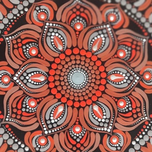 Handgeschilderd, stip-mandalakunst, 12 inch, vierkante mdf-plaat, roest- en oranje acrylkleur, interieur, beste cadeau, kunst aan de muur, meditatieve muurkunst