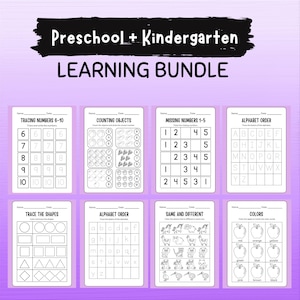 Preschool & Pre-K Learning Worksheets Bundle | Alphabet, Numbers, Tracing Activities | Toddler Workbook Printables