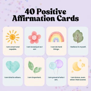 Positive Affirmation Cards for Kids – Confidence & Self-Esteem Flash Cards – Self-Love, Self-Care, Therapy Decor for Children