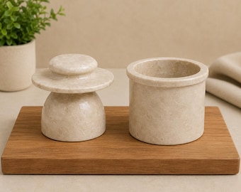 Marble Butter Keeper with Lid, Handmade Stone Crock, French Kitchen Decor, Housewarming Gift