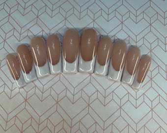 Classic French Reusable Handmade Press On Nail Set Bridal Nail Set