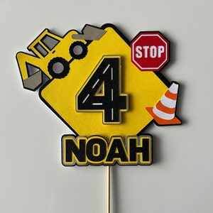 Personalised Boys | Girls | Digger | Tractor Birthday Cake Topper | Construction Theme Party | Custom name and age