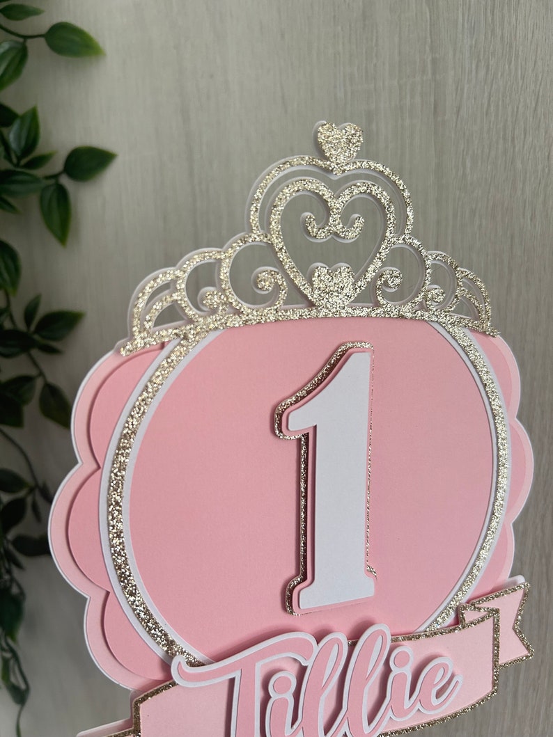 Personalised Princess Cake Topper Tiara Crown Theme Party 1st Birthday ...