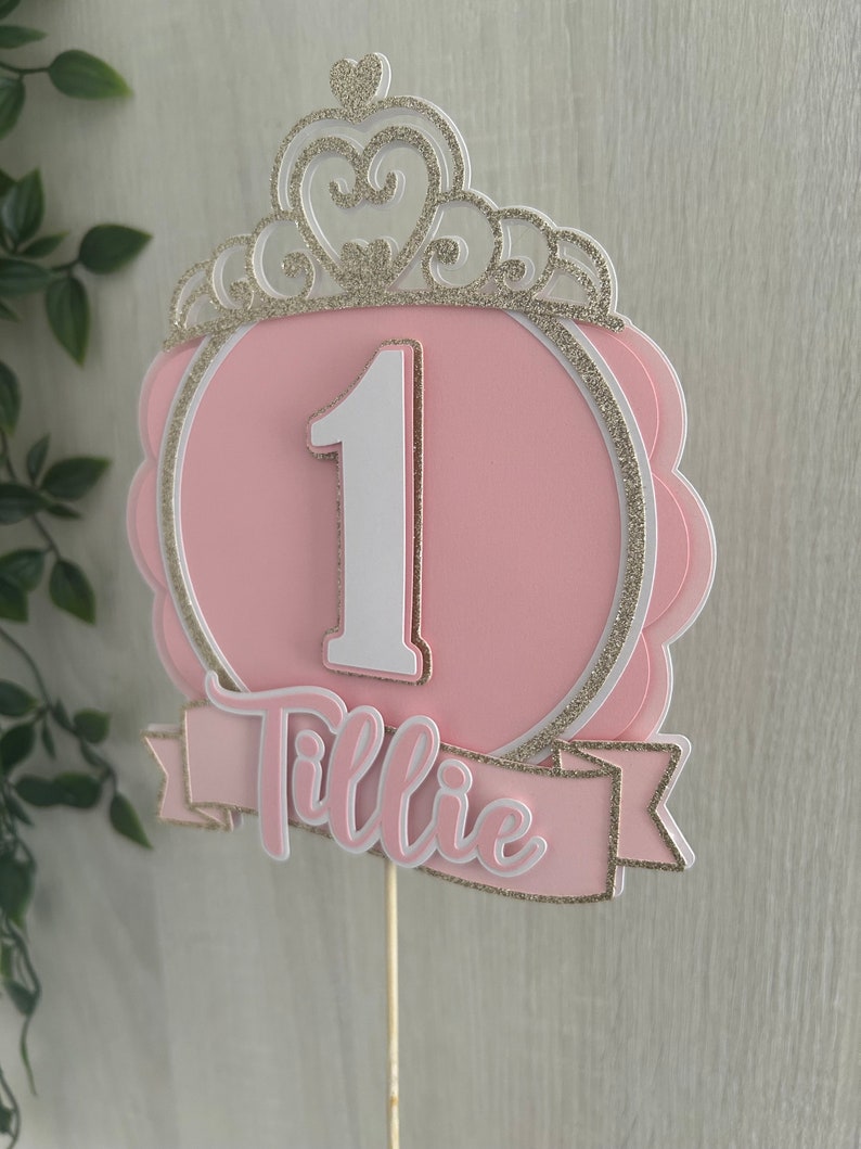 Personalised Princess Cake Topper Tiara Crown Theme Party 1st Birthday ...