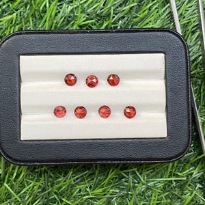 7 Pcs Checker Round Shape Garnet Cut Stone Mozambique Garnet Gemstone Cut Stone Natural Red Garnet Faceted Loose Stone For Jewelry Making