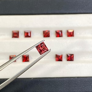 10 Pcs Square Shape Garnet Cut Stone Mozambique Garnet Gemstone Cut Stone Natural Red 4mm Garnet Faceted Loose Stone For Jewelry Making