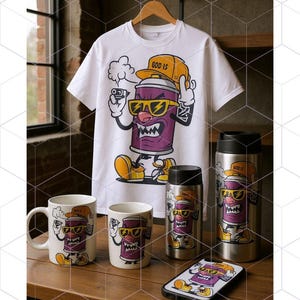 ストリートスプレー缶PNG | 面白い都会のキャラクターデザイン | Tシャツやグッズのデジタルダウンロード