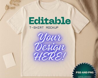 Minimalist T-Shirt Mockup Bundle: Neutral Apparel Scene (PSD & PNG)