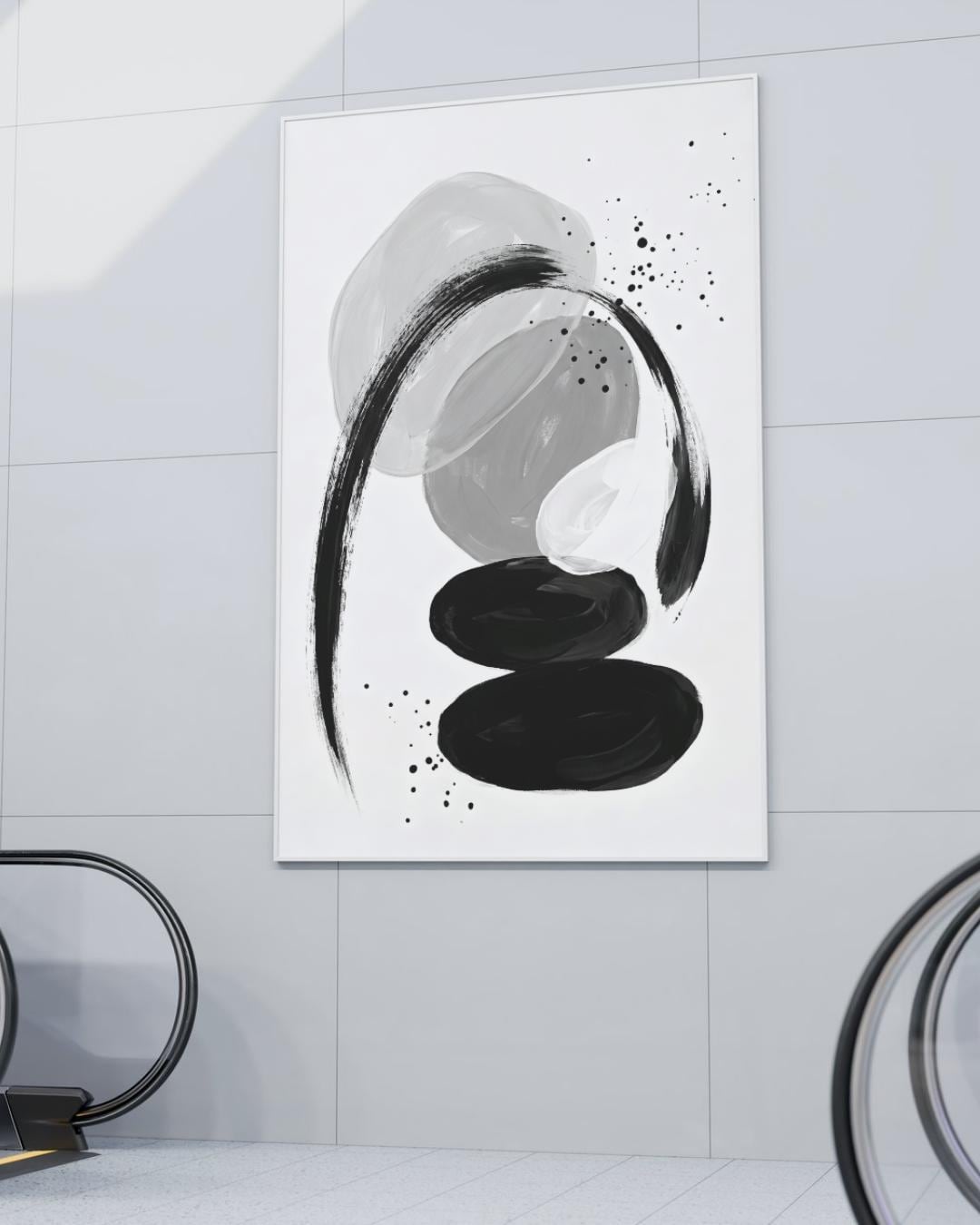 Black and White Abstract Wall Art Set of 3, Minimal Organic Printable ...