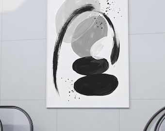 Black and White Abstract Wall Art Set of 3, Minimal Organic Printable, Modern Scandinavian Decor, Digital Download Poster