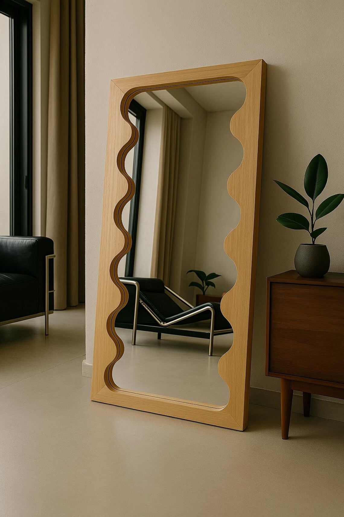 Wavy Mirror – Handmade Curvy Wall Mirror – Organic Frame – Custom ...