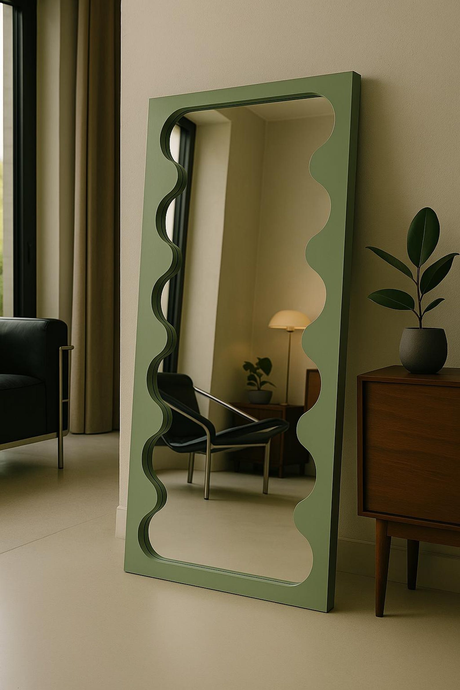Wavy Mirror – Handmade Curvy Wall Mirror – Organic Frame – Custom ...