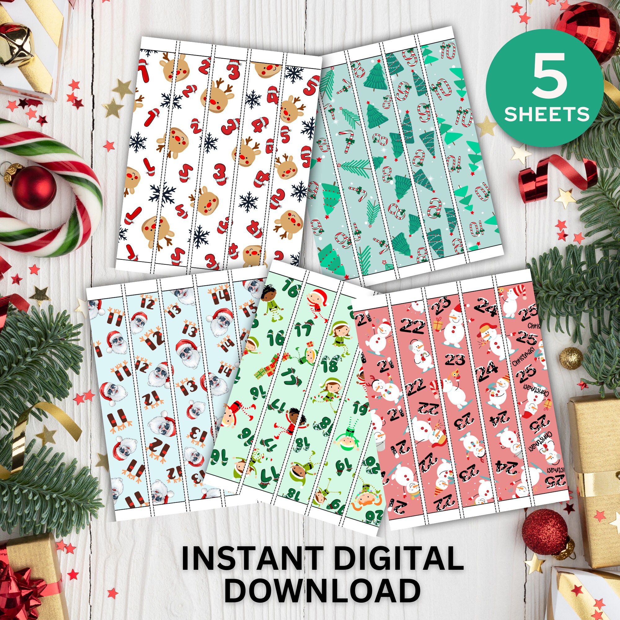 Printable Christmas Countdown Paper Chain- 25 Days of Christmas ...