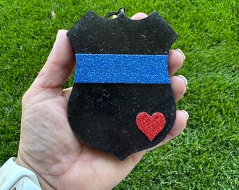 Police Badge Freshie: Blue Line Car Air Freshener
