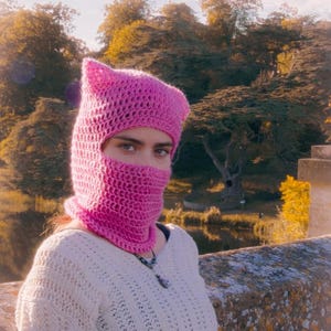 Handmade Cat Ear Balaclava, Cat Ears, Gift For Her, Gift for Him, Festival Hat, Ski Mask, Cat Hat, Cat Lover Gift, Unique Gift