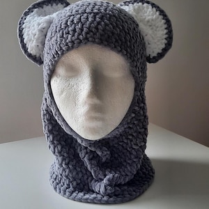 Unique Handmade Ski Mask, Crochet Ski Mask, Crochet Balaclava, Cosy Hat, Animal Hat, Festival Hat, Bear Ears Hat, Cosy Hat, Unique Gift