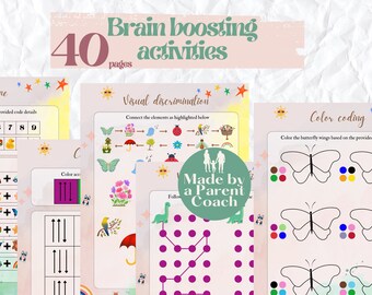 Brain training – 40 pages of Brain games, cognitive development, math worksheets, attention and concentration upskilling | Brain teaser