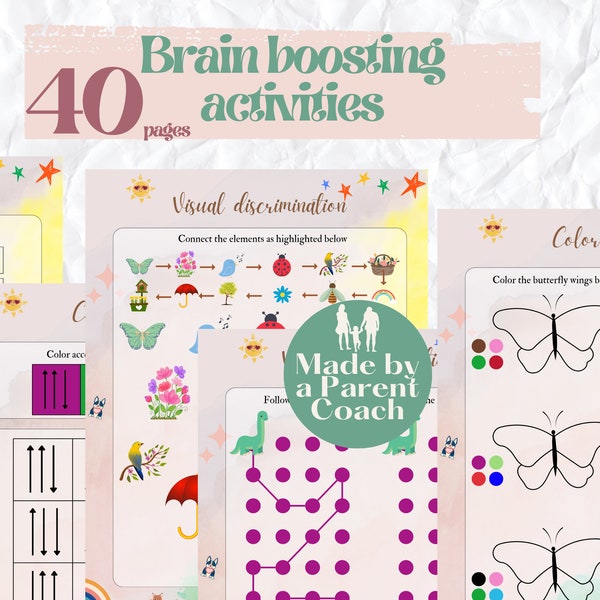 Brain training – 40 pages of Brain games, cognitive development, math worksheets, attention and concentration upskilling | Brain teaser