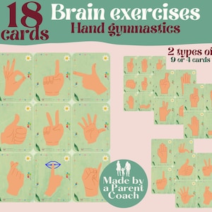 Tarjetas de ejercicios de mano para gimnasio para estimular el cerebro para niños - Actividad preescolar en casa / Habilidades de concentración para niños / Habilidades de paciencia