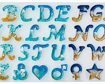 Molde de silicona grande, letras inclinadas, alfabeto A-Z, 26 letras, molde para jabón de cera de resina de hormigón Raysin