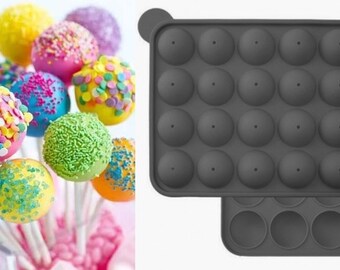 Molde para paletas de pastel de 20 orificios con 20 palitos de pastel, molde para paletas, molde para paletas, molde para pasteles, molde para paletas de silicona para dulces duros, paletas y paletas para popcakes