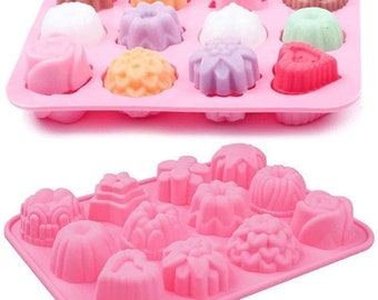 Moule en silicone fleurs coeurs 12 formes différentes pour pralines chocolat fondant savon glaçons en silicone moule praliné moule à chocolat moule à savon